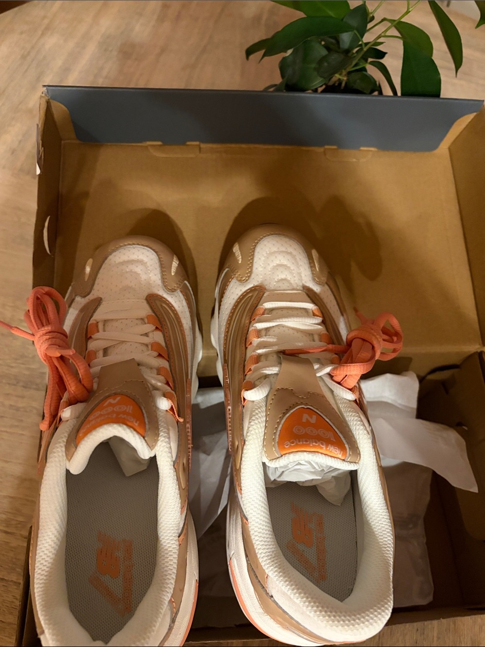New Balance Women’s Chunky Sneakers in Orange and Tan - Picture 2 of 4